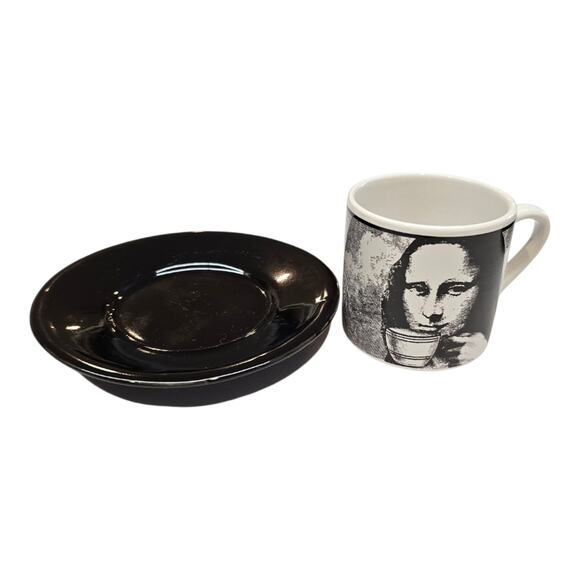 Mona Lisa Demitasse Espresso Cups and 4 Saucers Set - Picture 2 of 7